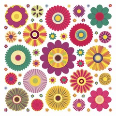 Colorful different types of flowers set vector clipart white background
