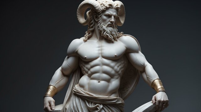 realistic image of the zodiac aries whole body marble background