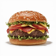 Fresh beef burger isolated on a white background 
