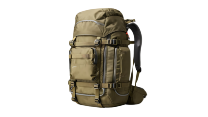 Tourist Khaki Backpack on a Transparent Background