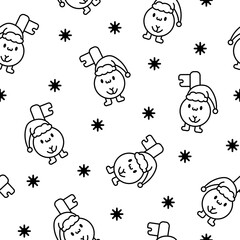 Cute happy key with different emotions. Seamless pattern. Coloring Page. Funny cartoon character. Hand drawn style. Vector drawing. Design ornaments.