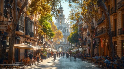 Fototapeta premium Golden Hour on City Street