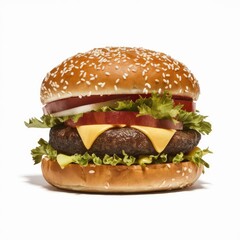 Fresh beef burger isolated on a white background 