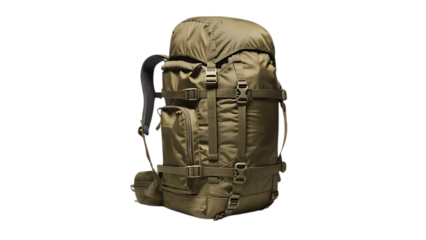 Tourist Khaki Backpack on a Transparent Background