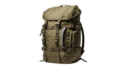 Tourist Khaki Backpack on a Transparent Background