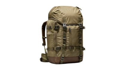 Tourist Khaki Backpack on a Transparent Background