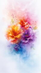 Parenting depicted in abstract watercolor focus on love, dynamic, Multilayer, Meadow