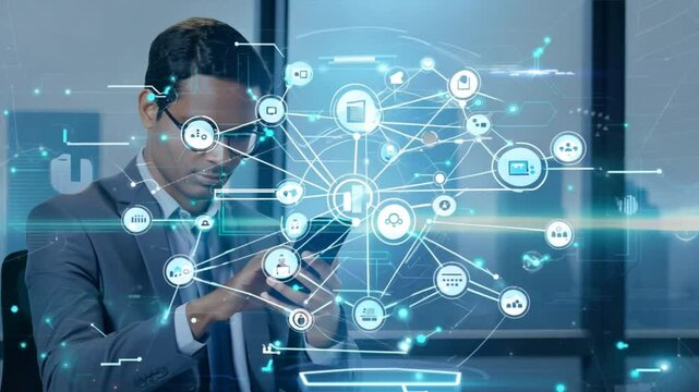 An analysis of financial and banking networks. Business network concept. Human resource management strategy.