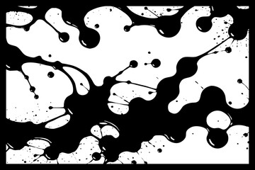 Abstract black and white pattern. For use in graphics. Minimalist illustration for printing on wall decorations . Ink stains