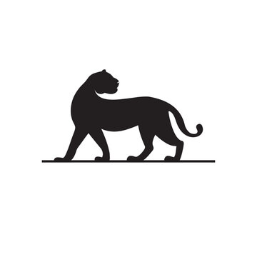 Feline silhouette vector on white