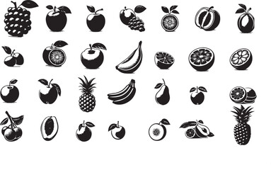 set of fruits sillouette vector illustration