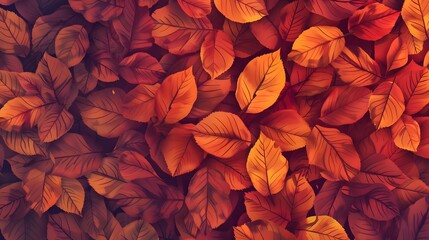 Fototapeta premium abstract red and orange autumn leaves background. Vibrant seasonal background pattern