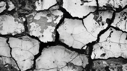 Obraz premium Close-up of cracked wall with monochrome photo