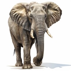 Fototapeta premium A large elephant is walking across a white background