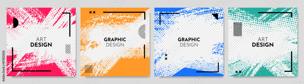Aufkleber vector illustration. abstract color frame set. ink brush strokes design for web banner, social media