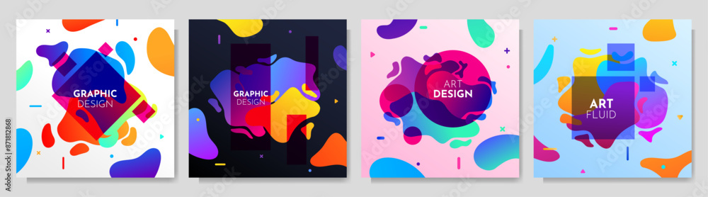 Canvas Prints vector illustration. abstract liquid shape banner set. twisted shapes composition. design element fo