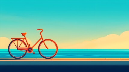 Fototapeta premium Retro 8-Bit Pixelated Beach Cruiser Bicycle on Sunny Boardwalk with Vibrant Colors