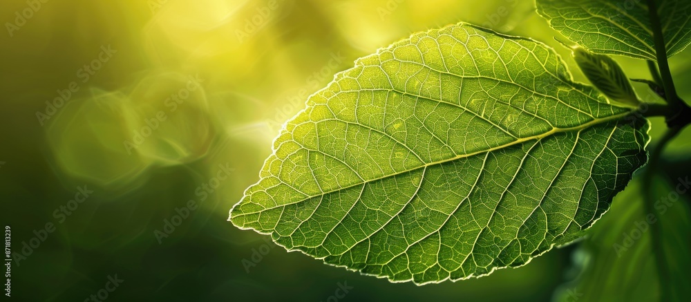 Canvas Prints close-up of a green leaf bathed in sunlight, ideal for a background with copy space image.