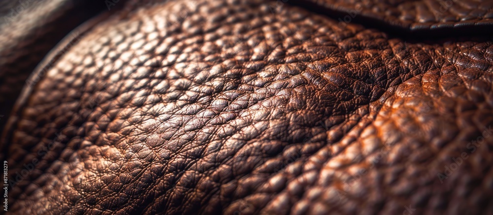 Poster close-up view of a detailed leather texture, ideal as a background for design projects, with ample c