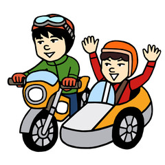 サイドカー　イラスト