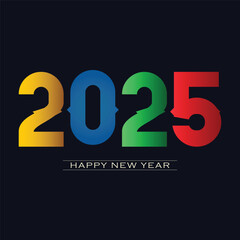 Happy new year 2025 banner black and golden vector luxury text 2025 happy new year.