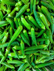 Okra lady's fingers heap lady finger bhindi vegetable food seedpods veg  food gombo okro damen-finger quimbombo quiabo bhindee abelmoschus esculentus image green bhindi photo.