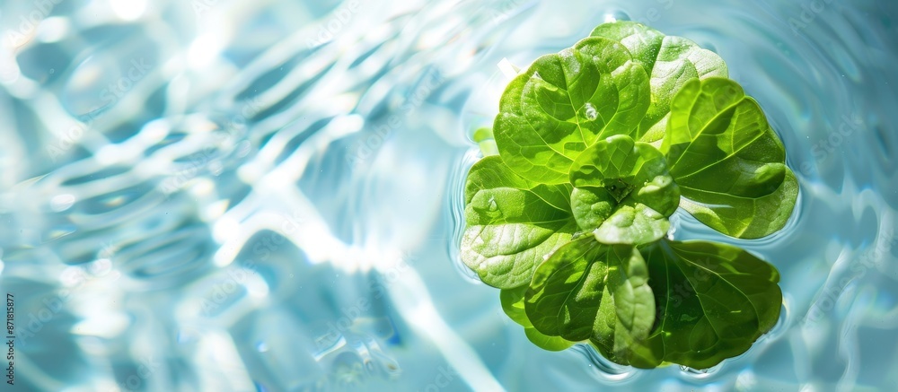 Poster a water lettuce floating on water with ample copy space image.