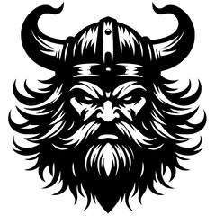Silhouette of angry viking face