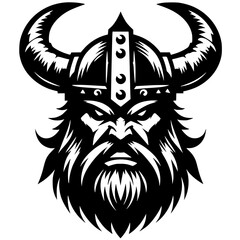 Silhouette of angry viking face