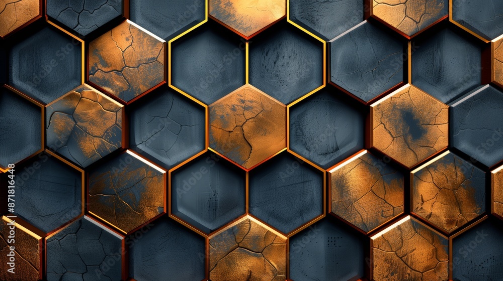 Poster hexagonal shape abstract dark background