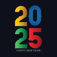 Happy new year 2025 banner black and golden vector luxury text 2025 happy new year.