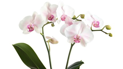 Obraz premium White pink blooming Phalaenopsis orchid isolated on white background for home decor