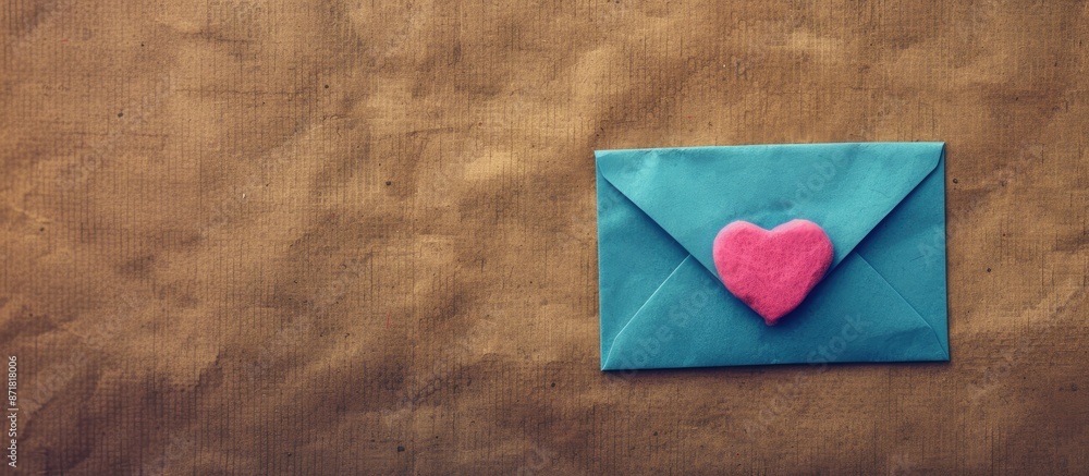 Poster valentine's day minimal concept featuring a blue letter with a pink heart in a cartoon style on a ca