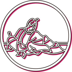 Fototapeta premium カラーシャドウ円形シンプル百人一首 権中納言定頼