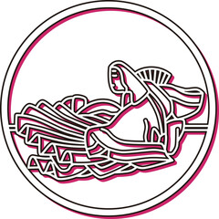 カラーシャドウ円形シンプル百人一首　相模