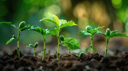 Green sprouting coffee beans