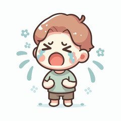 Vector image of crying little child