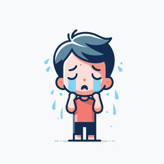 Vector image of crying little child