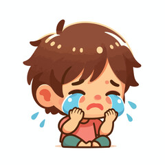 Vector image of crying little child