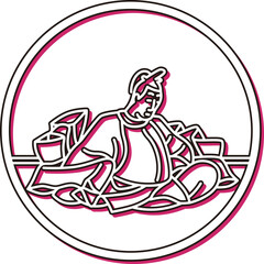 カラーシャドウ円形シンプル百人一首　三条院