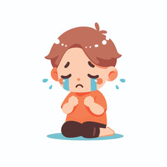 Vector image of crying little child