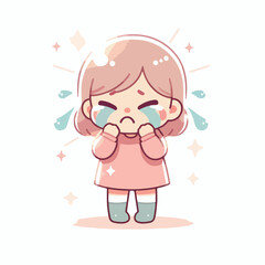 Vector image of crying little child