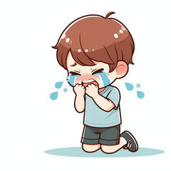 Vector image of crying little child