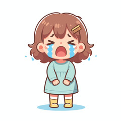 Vector image of crying little child