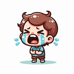 Vector image of crying little child