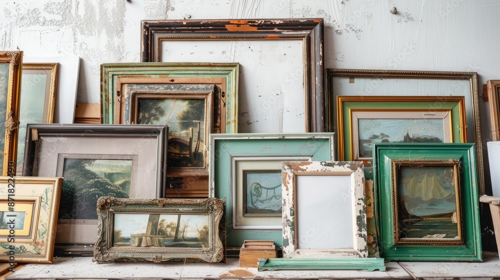 Canvas Prints vintage picture frames displayed against white backdrop