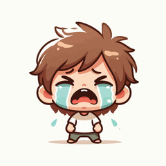 Vector image of crying little child