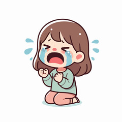 Vector image of crying little child