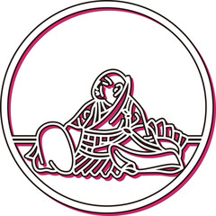 カラーシャドウ円形シンプル百人一首　良暹法師