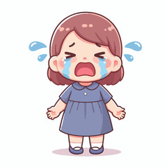 Vector image of crying little child